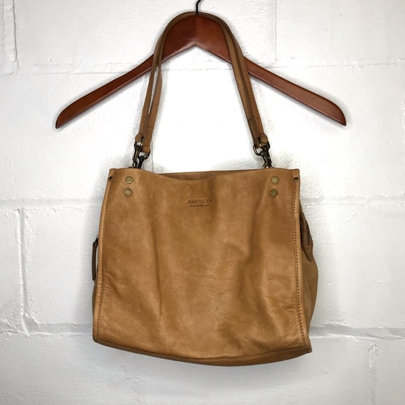 American Leather Co. Handbags - American Leather Co Lenox Cafe Latte Leather Satchel Shoulder Bag Purse